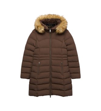 Superdry Fuji Mid-Length Jacket with Faux Fur and Hood brown