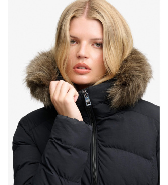 Superdry Giacca Media Fuji con Pelo Sintetico e Cappuccio nero