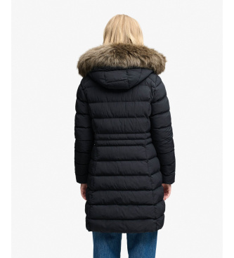 Superdry Fuji Steppjacke mit Kunstfell und Kapuze schwarz
