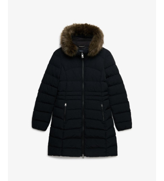 Superdry Giacca Media Fuji con Pelo Sintetico e Cappuccio nero