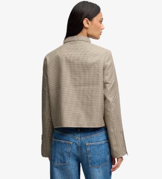 Superdry Jaqueta Moto de Xadrez pata de galo marrom