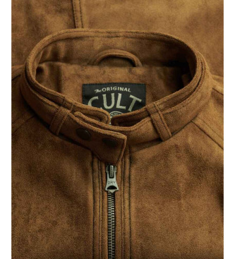 Superdry Jaqueta Moto de Couro Sintético marrom