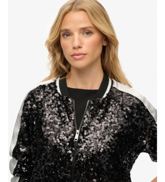 Superdry Suikajan Paillettenjasje zwart