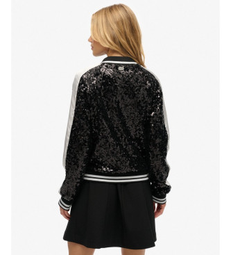 Superdry Suikajan Paillettenjasje zwart