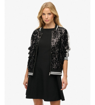Superdry Suikajan Paillettenjasje zwart