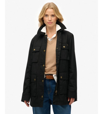 Superdry Kurtka woskowana czarna