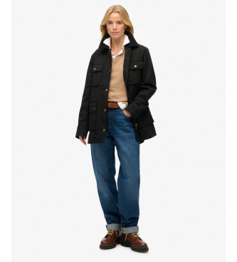 Superdry Kurtka woskowana czarna