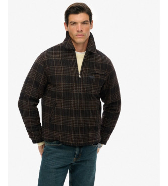 Superdry Wollmischung Check Ranch Jacket braun