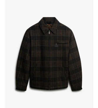 Superdry Wollmischung Check Ranch Jacket braun