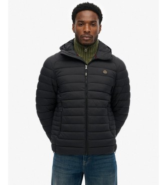 Superdry Schwarze Fuji Lite-Steppjacke mit Kapuze