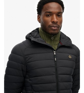 Superdry Schwarze Fuji Lite-Steppjacke mit Kapuze