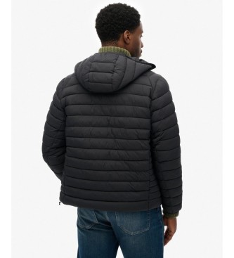 Superdry Schwarze Fuji Lite-Steppjacke mit Kapuze