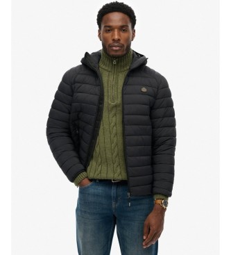 Superdry Schwarze Fuji Lite-Steppjacke mit Kapuze