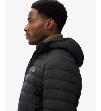 Superdry Schwarze Fuji Lite-Steppjacke mit Kapuze