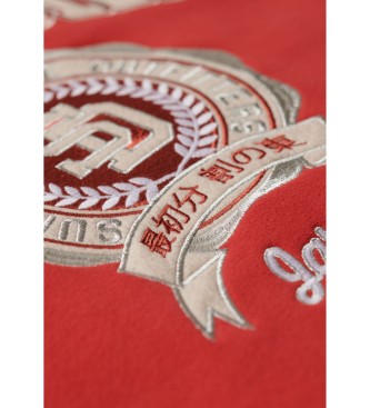 Superdry College gebreid jasje met rode grafische print