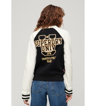 Superdry Giubbotto bomber in maglia con grafica college nera
