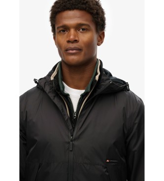 Superdry Kurtka wiatrówka z kapturem i logo w kolorze czarnym