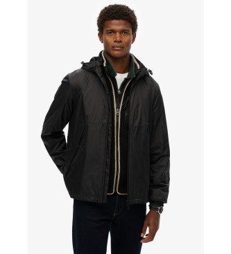 Superdry Kurtka wiatrówka z kapturem i logo w kolorze czarnym