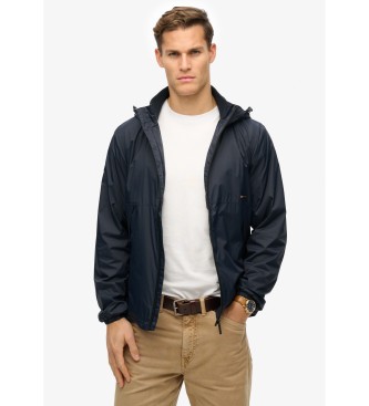 Superdry Vetrovka s kapuco in logotipom mornarice