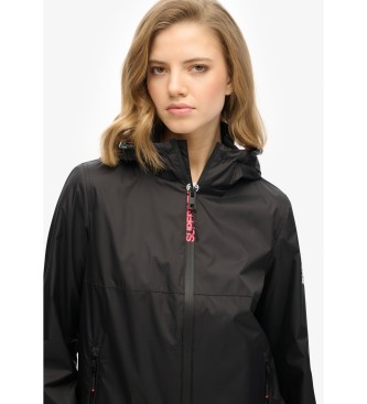 Superdry Windbreaker jacket with hood and logo black
