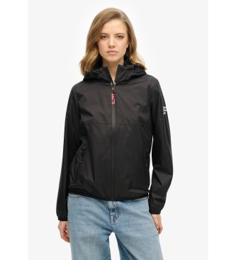 Superdry Windbreaker jacket with hood and logo black