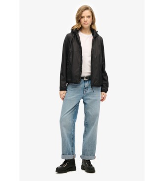 Superdry Windbreaker jacket with hood and logo black