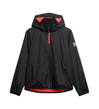 Superdry Windbreaker jacket with hood and logo black