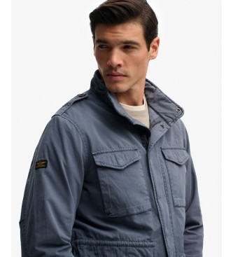 Superdry Blå, tvättad M65-jacka i bomull