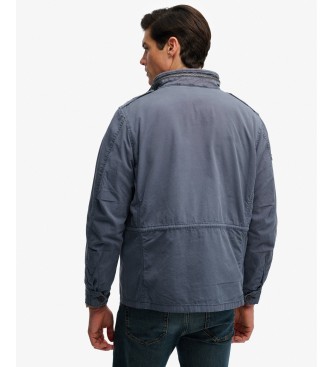 Superdry Blå, tvättad M65-jacka i bomull