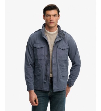 Superdry Blå, tvättad M65-jacka i bomull