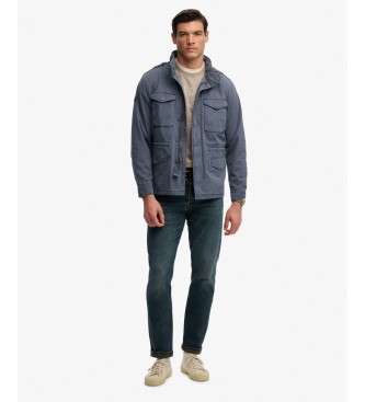 Superdry Blå, tvättad M65-jacka i bomull
