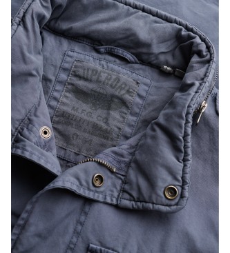 Superdry Blå, tvättad M65-jacka i bomull