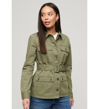 Superdry Katoenen safari-jack met groene riem