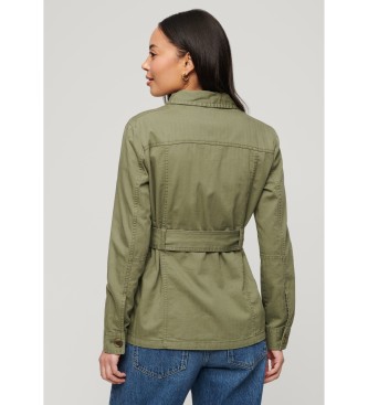 Superdry Katoenen safari-jack met groene riem