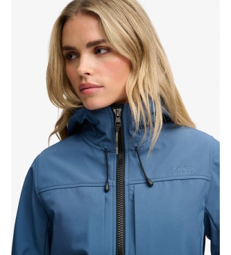 Superdry Blå softshell-jakke med hætte, model Classic Trekker