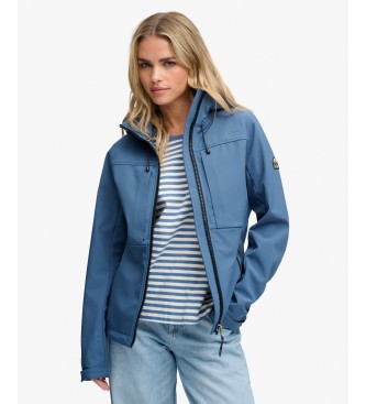 Superdry Blå softshell-jakke med hætte, model Classic Trekker
