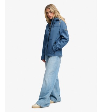 Superdry Blå softshell-jakke med hætte, model Classic Trekker