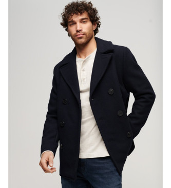 Superdry Merchant Store marineblaue Strickjacke aus Wolle