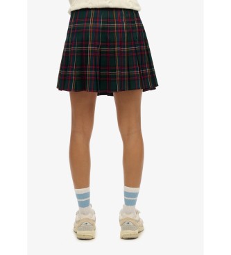 Superdry Saia mini plissada xadrez verde