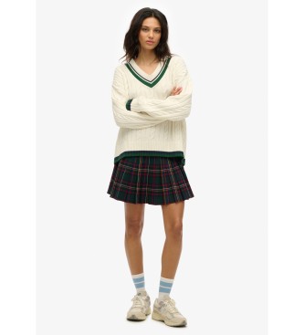 Superdry Saia mini plissada xadrez verde