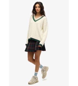 Superdry Saia mini plissada xadrez verde