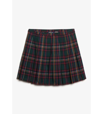 Superdry Saia mini plissada xadrez verde