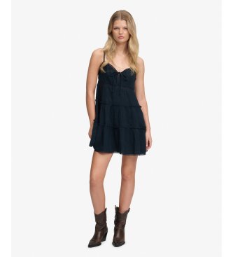 Superdry Vestido Cheesecloth Tiered Mini marinho