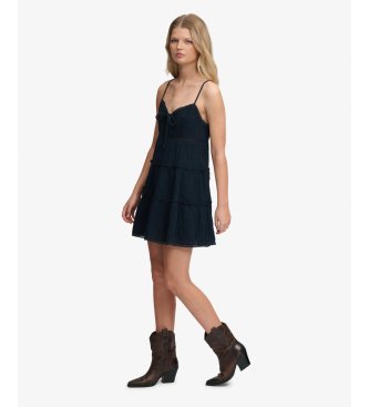 Superdry Vestido Cheesecloth Tiered Mini marinho