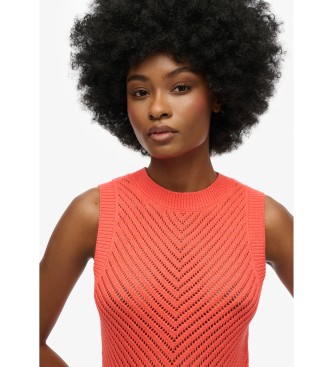 Superdry Vestido em croch Chevron coral