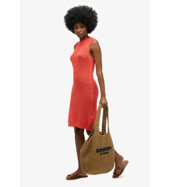 Superdry Vestido em croch Chevron coral