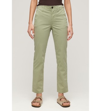 Superdry Groene Chino broek met middellange taille