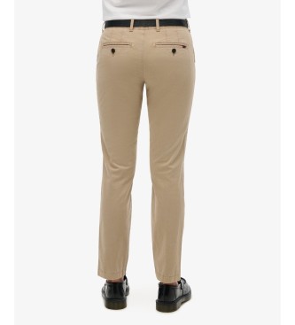 Superdry Pantalon chino taille moyenne, couleur taupe