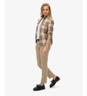Superdry Pantalon chino taille moyenne, couleur taupe