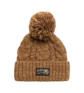 Superdry Bonnet en tricot tress brun